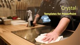  Presentation with cooking chef - Presentation theme with close-up-of-young-professional background and a tawny brown colored foreground