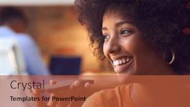  Presentation with mic - Presentation theme consisting of close-up-of-young-smiling background and a red colored foreground