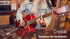  Presentation with recording studio - Slides with close-up-of-young-woman background and a tawny brown colored foreground