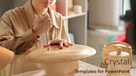  Presentation with top hat - Theme with close-up-of-young-woman background and a coral colored foreground