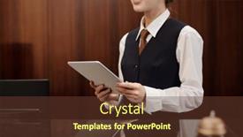  Presentation with receptionist - Slides consisting of close-up-of-young-woman background and a tawny brown colored foreground