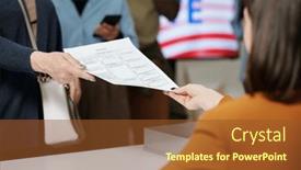  Presentation with registration - Slide set having close-up-of-young-woman background and a tawny brown colored foreground