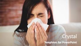  Presentation with sneezing - Cool new theme with close-up of young woman backdrop and a coral colored foreground