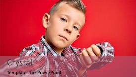  Presentation with angry kid - PPT layouts consisting of close-up-of-young background and a violet colored foreground