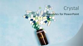  Presentation with medicines - Colorful PPT theme enhanced with close-up-on-a-group backdrop and a light blue colored foreground