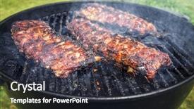  Presentation with barbecue ribs - Colorful slide deck enhanced with close-up on a kettle backdrop and a wine colored foreground