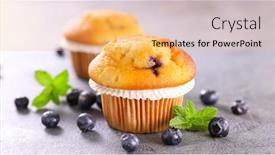  Presentation with muffin - Cool new PPT layouts with close-up-on-blueberry-muffin backdrop and a yellow colored foreground