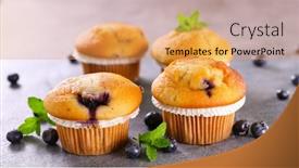 Presentation with muffin - Amazing presentation theme having close-up-on-blueberry-muffin backdrop and a yellow colored foreground