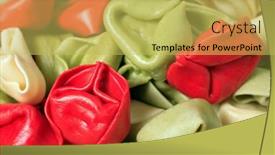 Presentation with shells - Theme with close-up on coloured tortellini pasta shells background and a yellow colored foreground