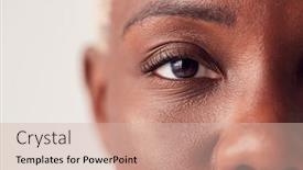  Presentation with young woman - Colorful presentation design enhanced with close-up-on-eyes backdrop and a soft green colored foreground