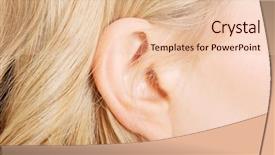  Presentation with human ear - PPT theme enhanced with close up on female ear background and a lemonade colored foreground