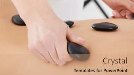  Presentation with spa concept stone - Cool new PPT layouts with close up on female's back having stone massage spa concept backdrop and a coral colored foreground