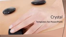  Presentation with spa concept stone - Audience pleasing presentation consisting of close up on female's back having stone massage spa concept backdrop and a lemonade colored foreground