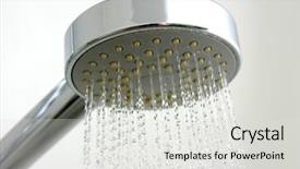  Presentation with save water shower head - PPT theme with close up on head shower background and a  colored foreground