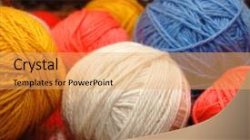  Presentation with coloured - PPT theme enhanced with close up on multi-coloured balls of a wool background and a yellow colored foreground