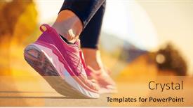  Presentation with asphalt road - PPT theme enhanced with close-up-on-runner-foot and a  colored foreground