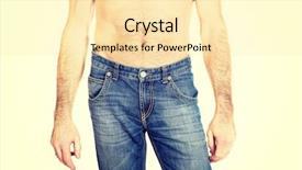  Presentation with trousers - Presentation design featuring close up on shirtless men in jeans trousers background and a lemonade colored foreground