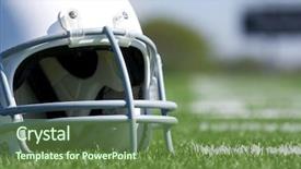  Presentation with american football and helmet on field - PPT theme having close up on the field background and a tawny brown colored foreground