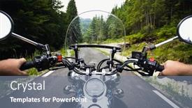  Presentation with forest road - Presentation having close-up-on-the-hands background and a seafoam green colored foreground