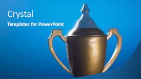  Presentation with trophy - Presentation theme having close-up-on-trophy background and a teal colored foreground