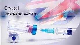  Presentation with medical vaccine - Slide set featuring close-up-on-vaccine background and a light blue colored foreground