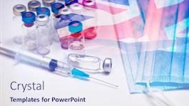  Presentation with medical vaccine - Beautiful PPT theme featuring close-up-on-vaccine backdrop and a sky blue colored foreground