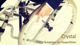  Presentation with wheelchair - Beautiful PPT theme featuring close up on woman's hand on wheelchair isolated on white backdrop and a cream colored foreground