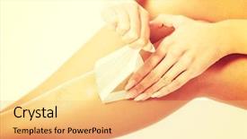  Presentation with shaving - Colorful slide deck enhanced with close up on woman shaving her leg backdrop and a yellow colored foreground