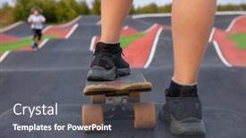  Presentation with feet - Presentation theme having close-up-on-young-boy background and a gray colored foreground