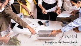  Presentation with meet the work team - PPT theme with close-up-panorama-work-late background and a soft green colored foreground