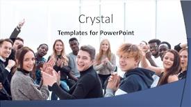  Presentation with supporting - Audience pleasing PPT theme consisting of close-up-participants backdrop and a white colored foreground