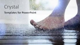  Presentation with under water - Slide set featuring close-up-photo-of-foot background and a sky blue colored foreground