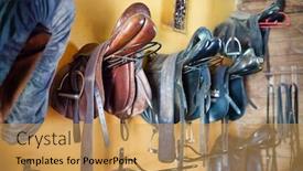  Presentation with horse - Slide deck featuring close-up-photo-of-horse background and a yellow colored foreground