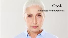  Presentation with elderly woman in nursing - Slide deck featuring close-up photo of serious background and a lemonade colored foreground