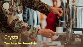  Presentation with dinner party - PPT theme enhanced with close-up-photo-of-soldier background and a tawny brown colored foreground