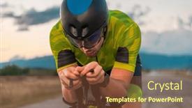  Presentation with effort - PPT theme consisting of close-up-photo-of-triathlete background and a tawny brown colored foreground