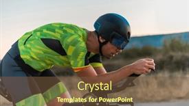  Presentation with effort - PPT theme consisting of close-up-photo-of-triathlete background and a tawny brown colored foreground