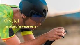  Presentation with effort - Slide set enhanced with close-up-photo-of-triathlete background and a tawny brown colored foreground