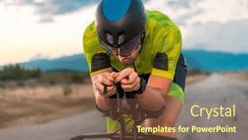  Presentation with effort - Slide deck consisting of close-up-photo-of-triathlete background and a tawny brown colored foreground