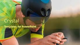  Presentation with marathon - Slide set having close-up-photo-of-triathlete background and a tawny brown colored foreground