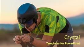  Presentation with marathon - Presentation having close-up-photo-of-triathlete background and a tawny brown colored foreground