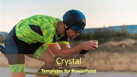  Presentation with effort - PPT layouts consisting of close-up-photo-of-triathlete background and a tawny brown colored foreground