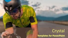  Presentation with effort - Theme with close-up-photo-of-triathlete background and a violet colored foreground