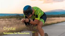  Presentation with effort - Presentation theme enhanced with close-up-photo-of-triathlete background and a tawny brown colored foreground