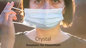  Presentation with infection - PPT theme with close-up-photo-of-woman background and a coral colored foreground