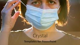  Presentation with infection - Slide deck having close-up-photo-of-woman background and a coral colored foreground