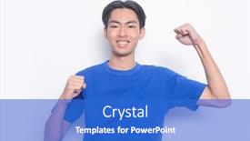  Presentation with photo - Beautiful PPT theme featuring close-up-photo-of-young backdrop and a cobalt blue colored foreground