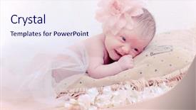  Presentation with newborn - Beautiful slide deck featuring close up portrait newborn baby backdrop and a sky blue colored foreground