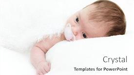  Presentation with newborn baby - Cool new slide deck with close-up-portrait-newborn-baby backdrop and a cool aqua colored foreground