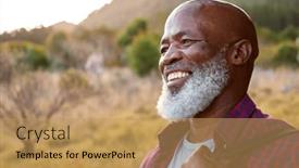  Presentation with hiking - Presentation design with close-up-portrait-of-active background and a coral colored foreground